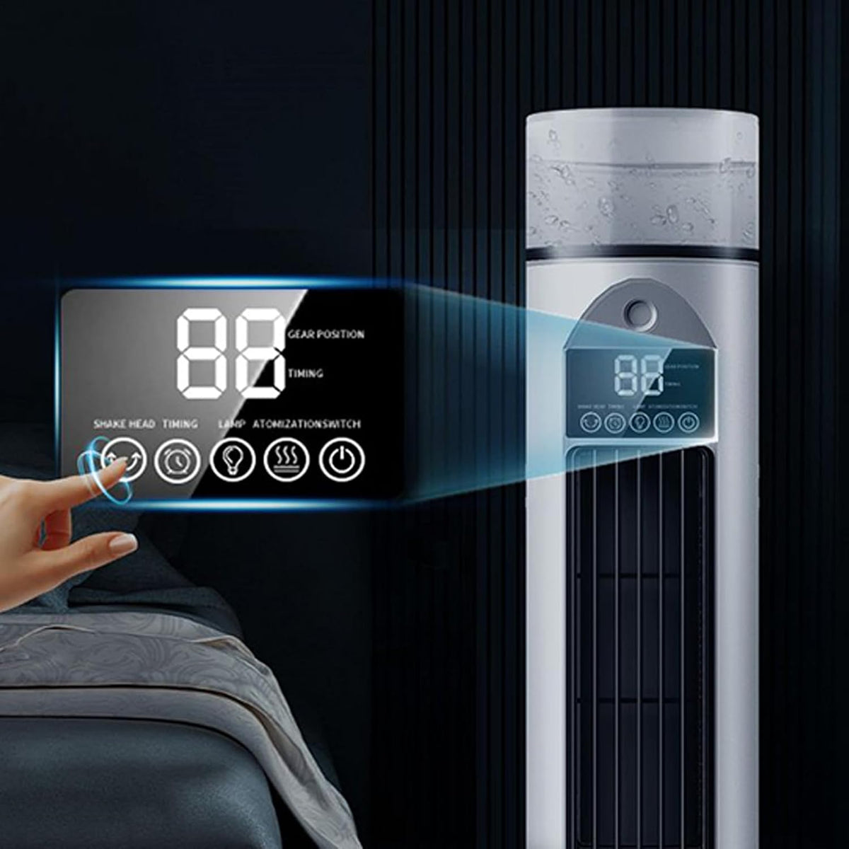 GENERIC Ventilateur De Climatisation – Ventilateur De Refroidissement D'air Tour Pour Chambre à Coucher – 6 Vitesses Oscillantes Sans Pales Avec Télécommande Et Réservoir D'eau, Humidificateur Pour Maison