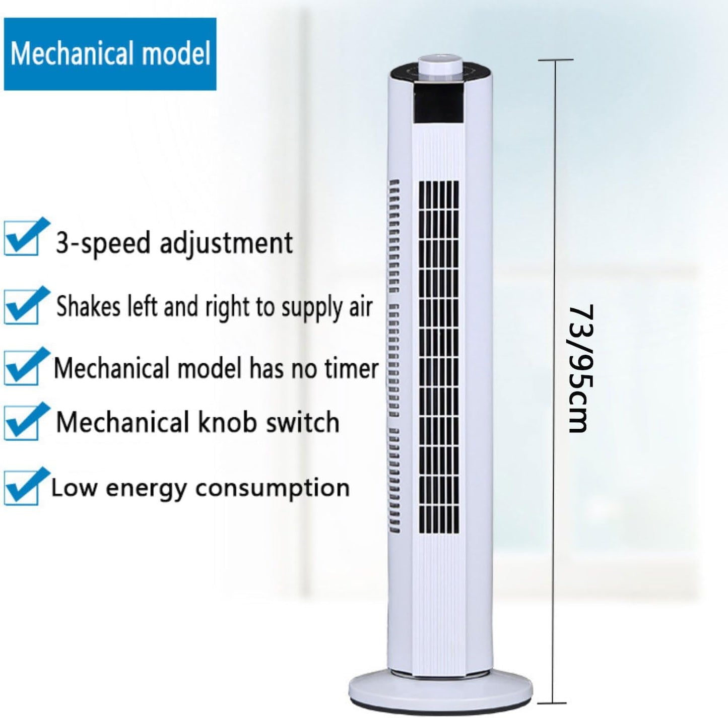 Ventilateur De Tour De Moteur DC Avec Télécommande, 3 Vitesses 12H Timer Refroidisseur D'air Silencieux Pour Le Bureau à Domicile, Refroidissement Portable Avec Oscillation Et Poignée