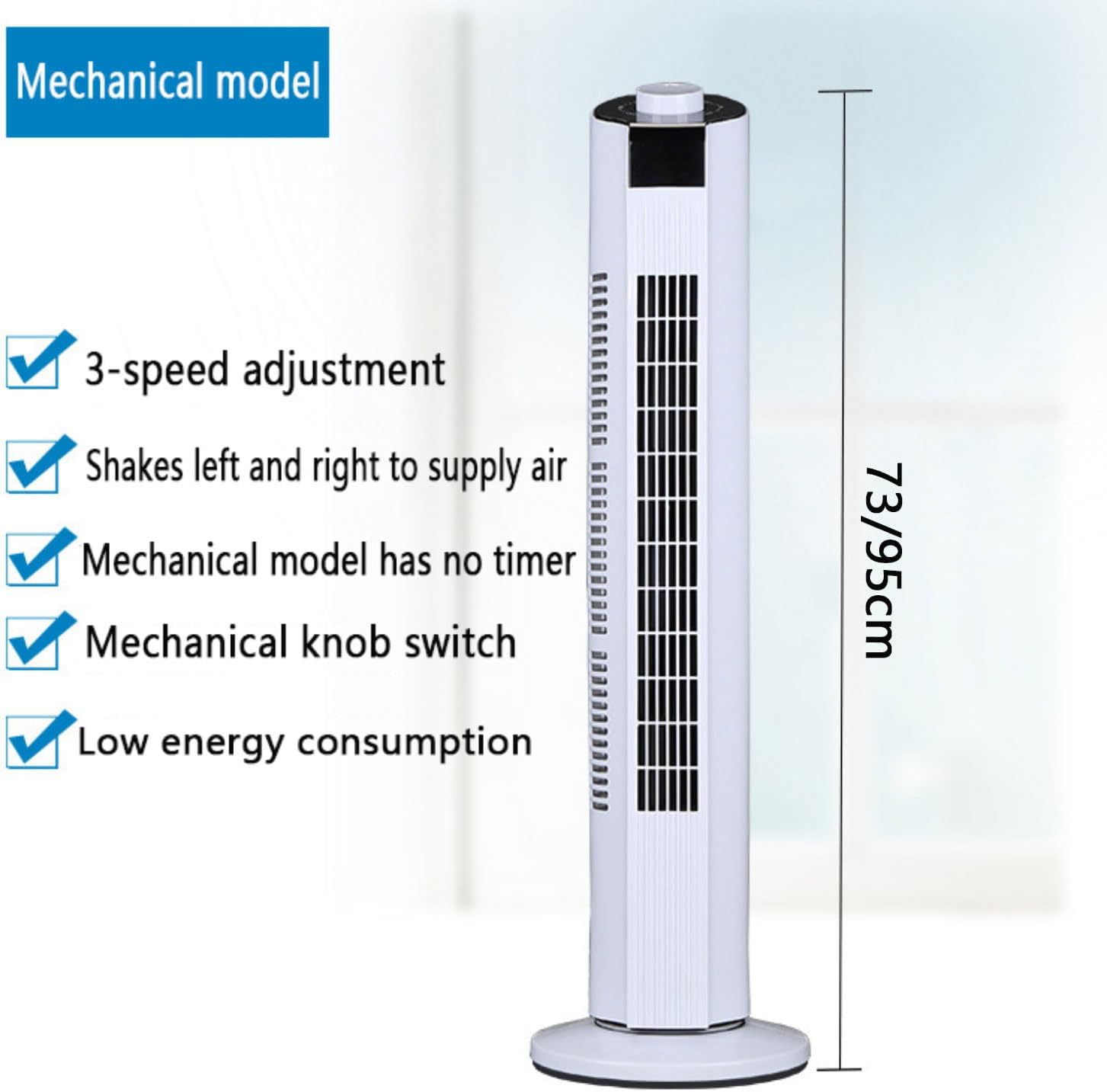  Ventilateur De Tour De Moteur DC Avec Télécommande, 3 Vitesses 12H Timer Refroidisseur D'air Silencieux Pour Le Bureau à Domicile, Refroidissement Portable Avec Oscillation Et Poignée