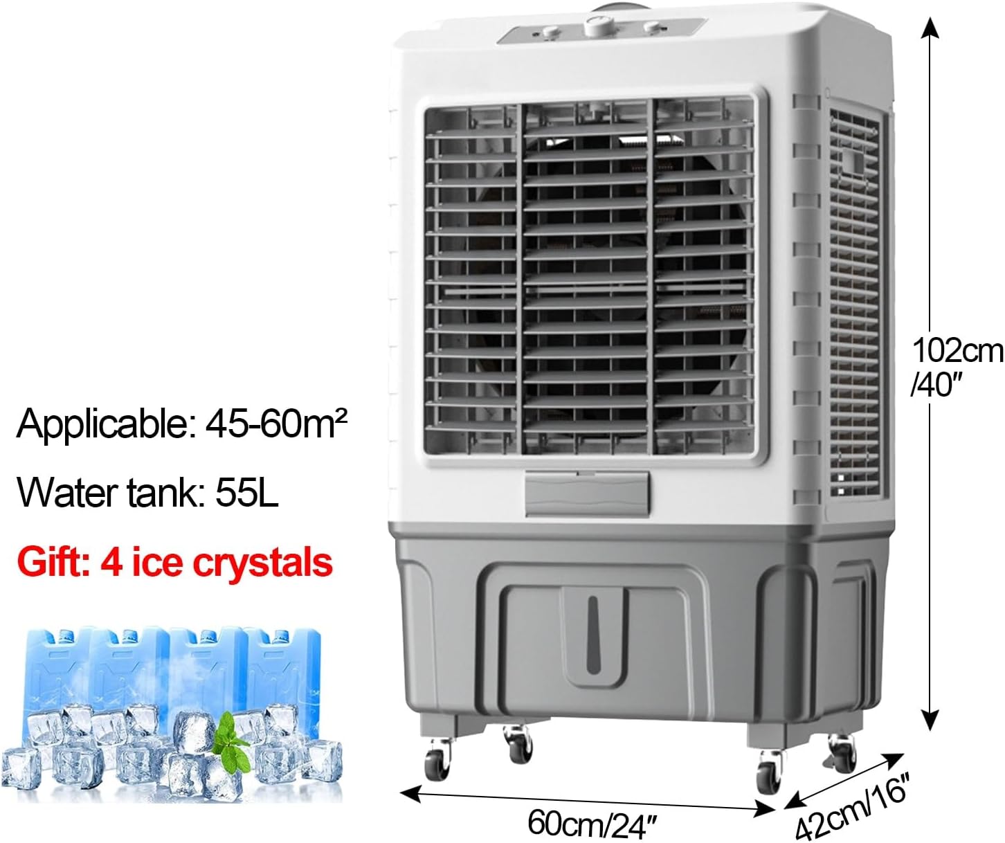 GENERIC Refroidisseur D'air Par évaporation Avec Grand Réservoir D'eau, Large Oscillation, Plusieurs Vitesses, Solution De Refroidissement Portable Pour Espaces Intérieurs Et Extérieurs