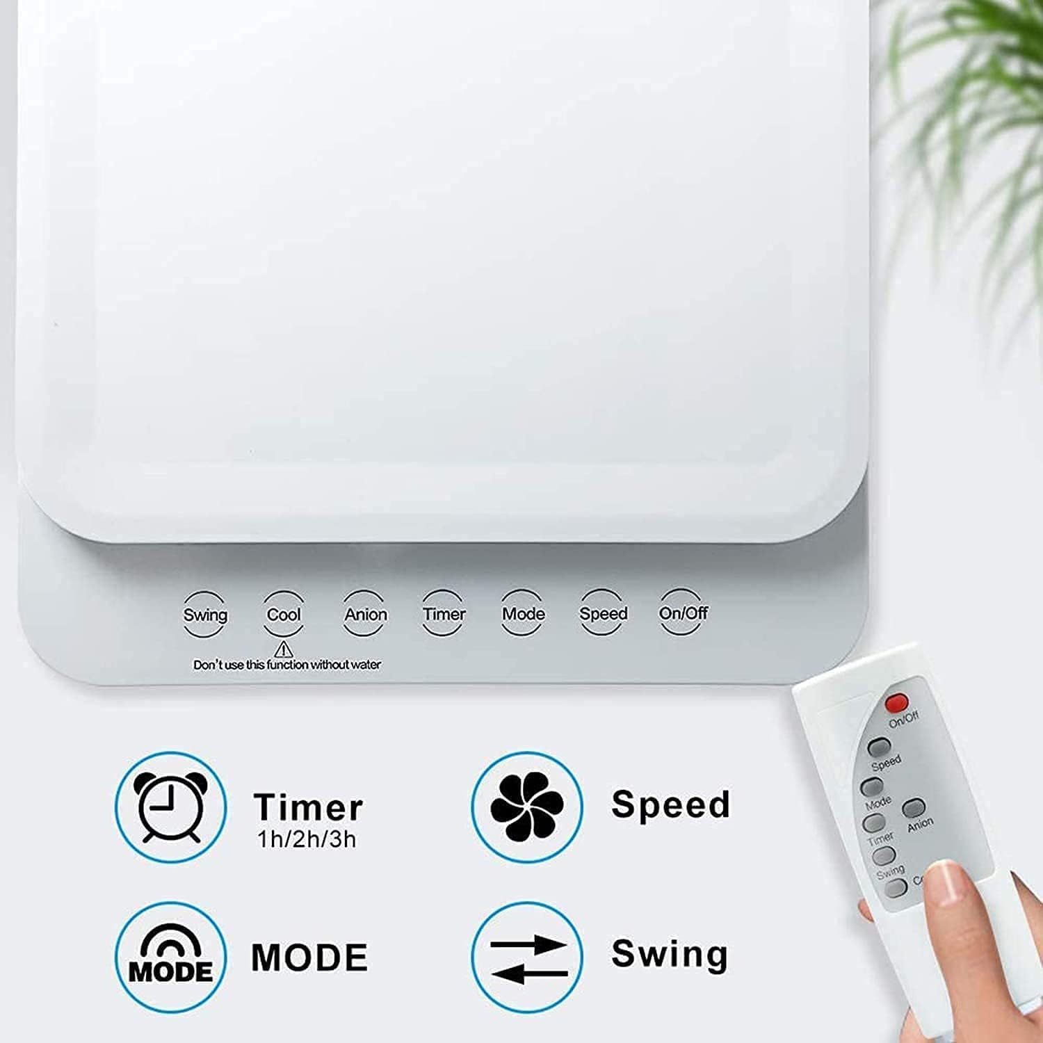  Climatiseur Portable, Purificateur D'air Et Humidificateur Mobile Avec Roulettes, Double Réservoir D'eau De 5 L, 3 Modes, 3 Vitesses, Télécommande