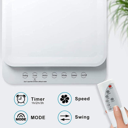  Climatiseur Portable, Purificateur D'air Et Humidificateur Mobile Avec Roulettes, Double Réservoir D'eau De 5 L, 3 Modes, 3 Vitesses, Télécommande