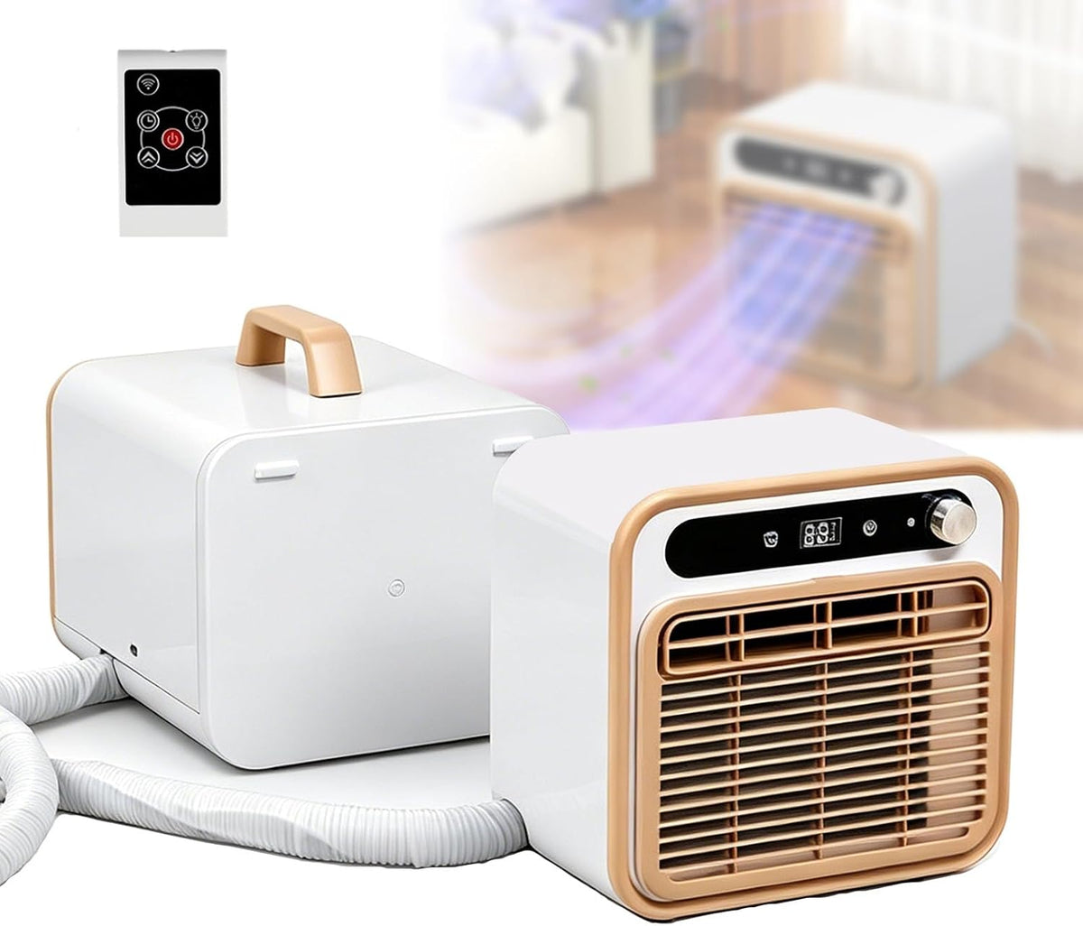  Unité De Climatisation Portable Silencieuse, Refroidissement 1500W Avec Flux D'air De 130m3/h, Télécommande WiFi, Minuterie 12H, Léger Pour La Chambre RV Truck Camping