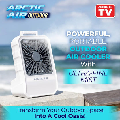  Arctic Air Refroidisseur évaporatif Pour Extérieur, Portable Et Ultra Silencieux Avec 4 Vitesses De Ventilateur, Rechargeable Par USB, Batterie De 6 Heures, Idéal Pour La Plage, La Piscine, La