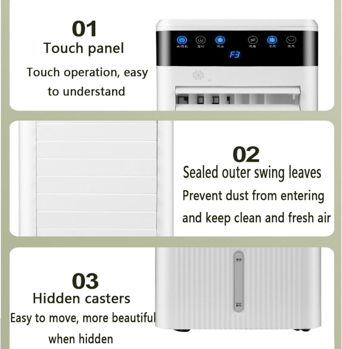 GENERIC Ventilateur Portable Avec 3 Vitesses, 3 Modes, Réservoir D'eau De 5 Litres, Minuterie De 12 Heures Et Compartiment De Refroidissement.Pas De Tuyau Requis.Idéal Pour Les Chambres, Le Bureau Et Le Campi