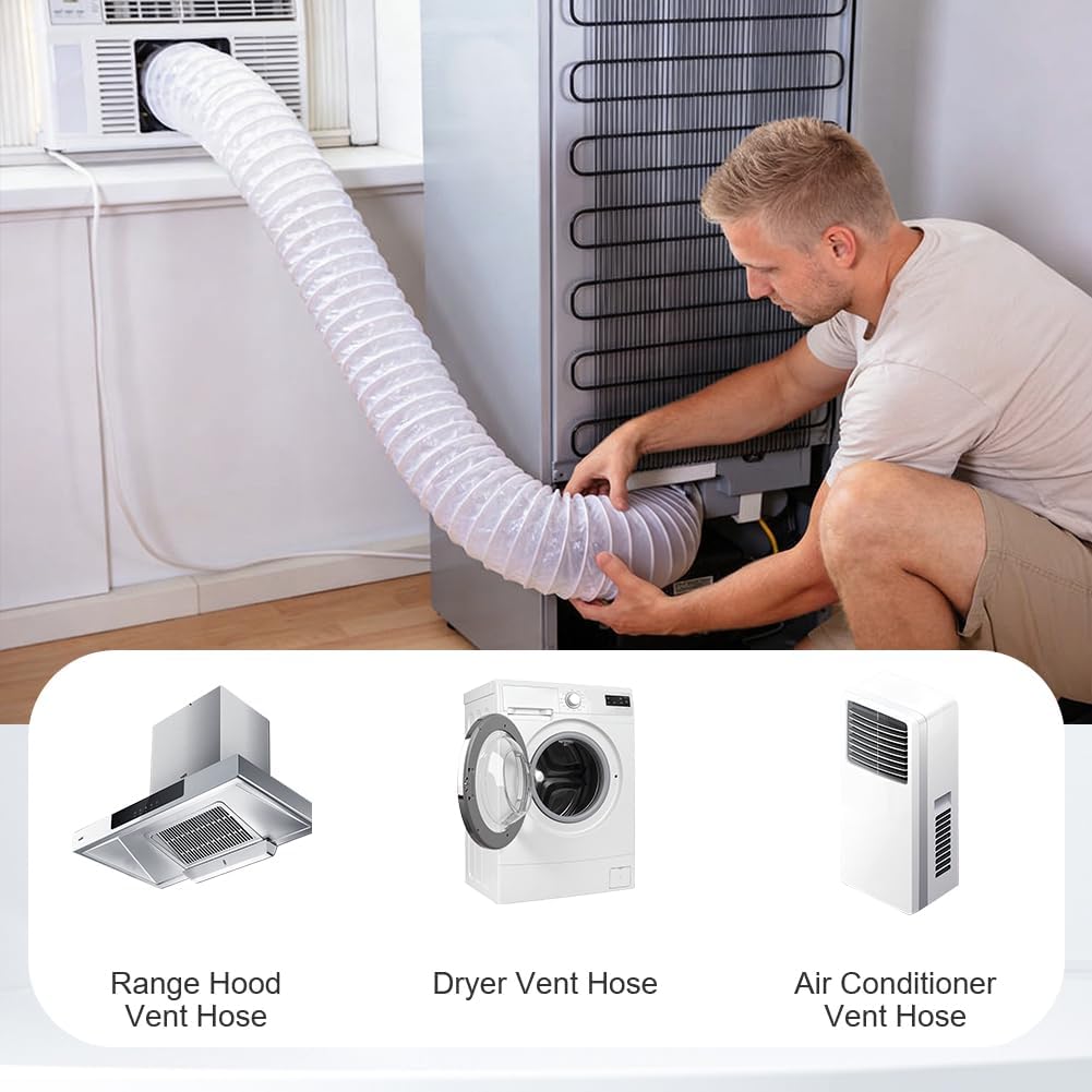  Tube Evacuation Climatiseur Mobile, Tuyau Ventilation En PVC, Ø100 mm, Tuyau D'évacuation D'air Flexible Avec Collier De Serrage Inox, Pour Climatisation Sèche-Linge Extracteur D'Air(3M)