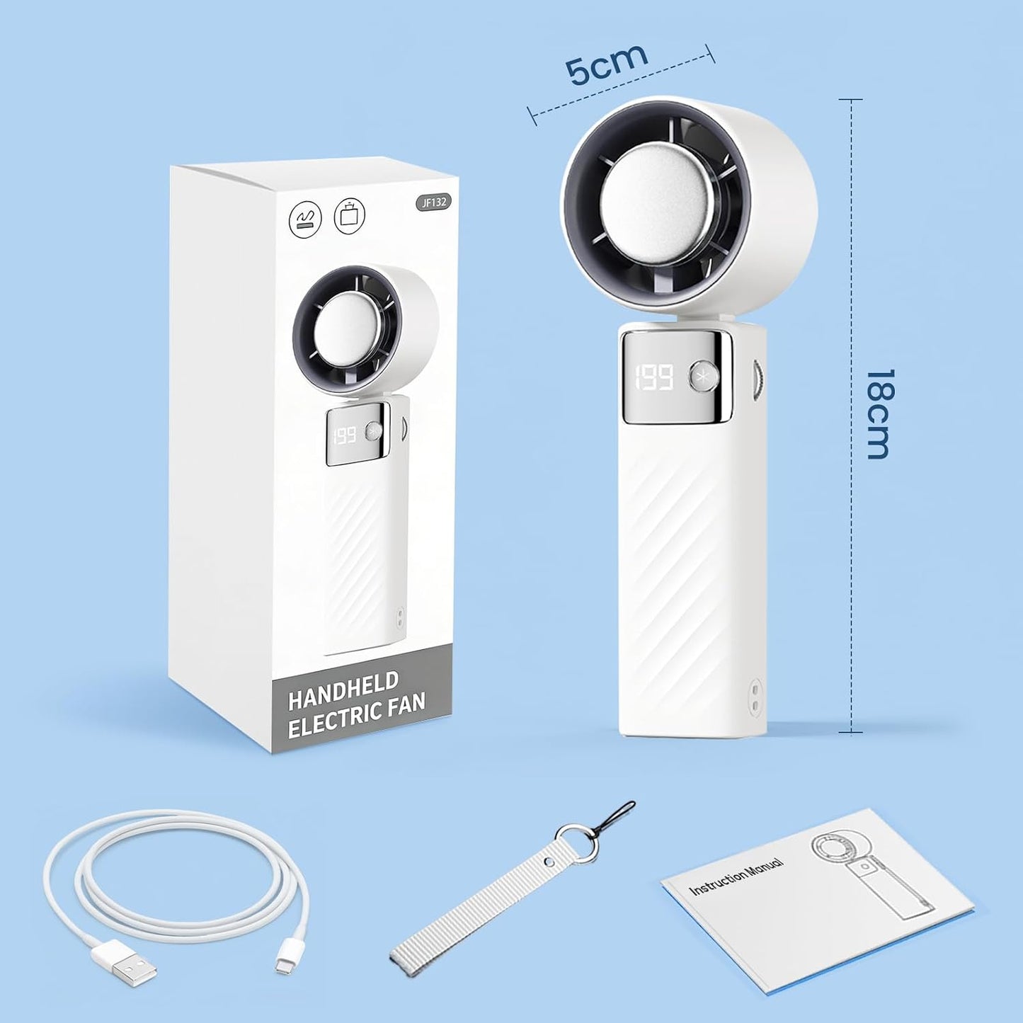  2026 Nouveau Ventilateur Portable, Mini Ventilateurs Rechargeable, Petit Ventilateurs Usage Main, Bureau, Cou Ou Pliable, Refroidissement Fan Jusqu'à 13 Heures Pour Bureau Camping Sport Voyage, Blanc