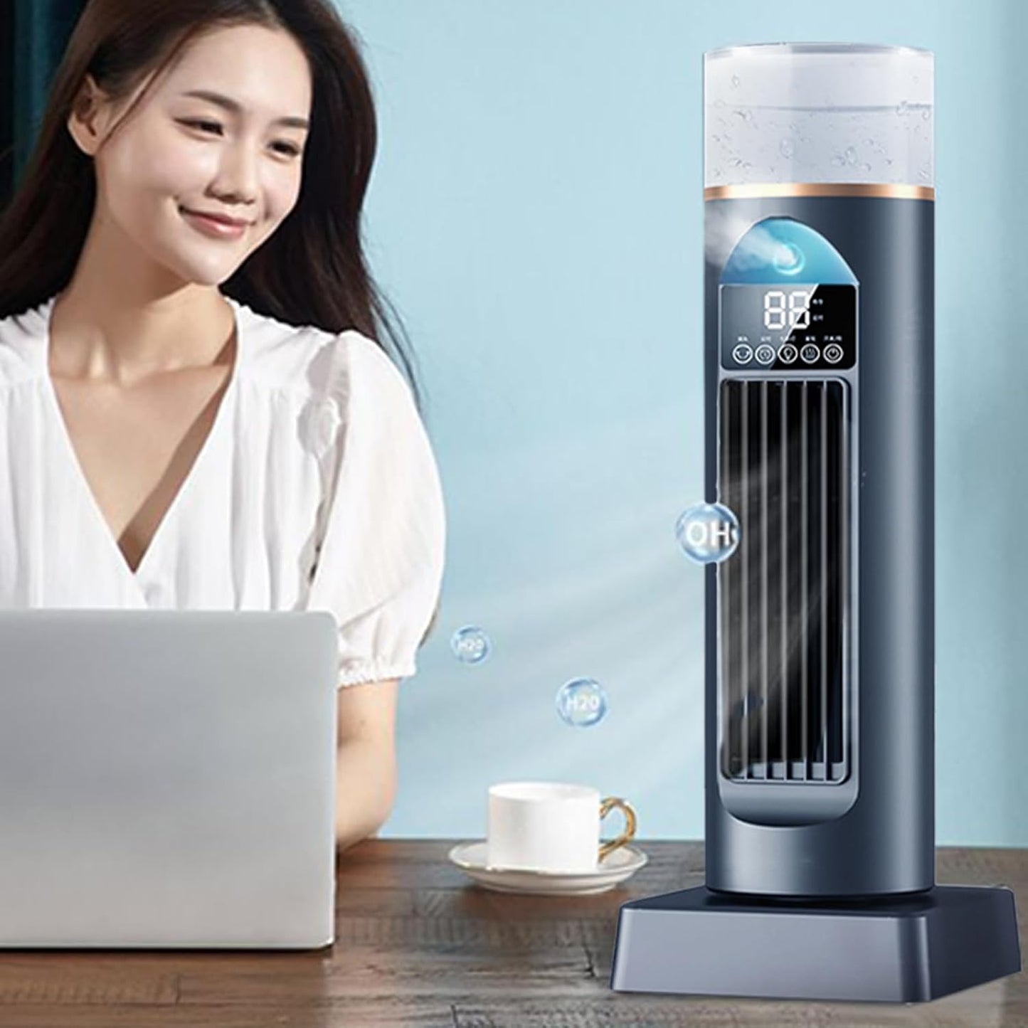 GENERIC Ventilateur AC Portable, Climatiseur Personnel | 6 Vitesses Silencieuses Oscillantes Sans Pales Avec Télécommande Pour Chambre à Coucher, Salon, Bureau, Camping-car