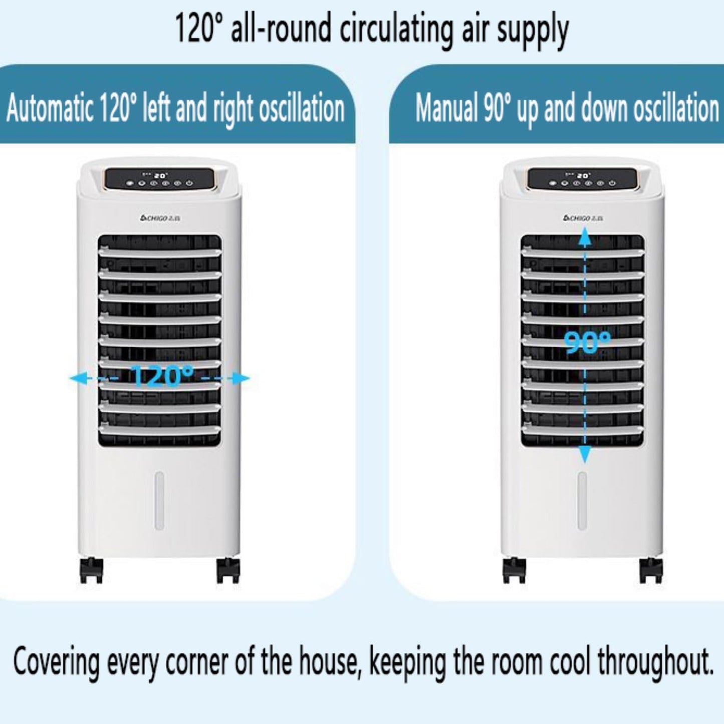 GENERIC Climatiseur Mobile Portable Rafraîchisseur D‘Air 6.5L Ventilateur Humidificateur 3 Vitesses 120° Oscillation Automatique Minuterie Télécommande-Refroidisseur D‘Air Par évaporation Mobile Et Puissant