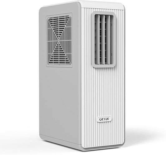  OKYUK Climatiseur Mobile, 200 W à économie D'énergie, Réfrigérant écologique R290, 3 En 1 : Climatiseur, Déshumidificateur, Ventilateur, Ventilation, Avec Tuyau D'évacuation. (Blanc)
