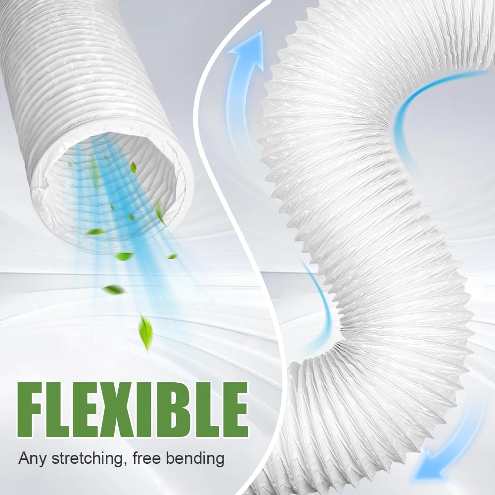  Tube Evacuation Climatiseur Mobile, Tuyau Ventilation En PVC, Ø100 mm, Tuyau D'évacuation D'air Flexible Avec Collier De Serrage Inox, Pour Climatisation Sèche-Linge Extracteur D'Air(3M)