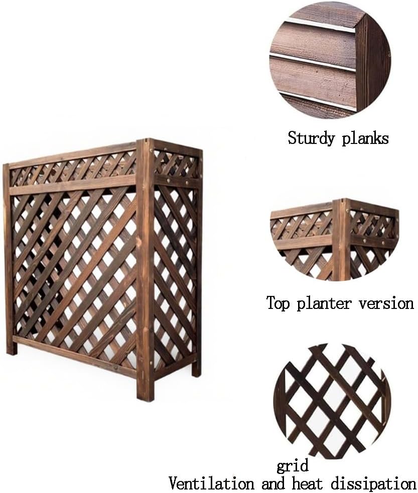 GENERIC Housse De Protection Rectangulaire En Bois Pour Climatiseur Extérieur - Résistant Aux Intempéries - Protection Contre Les Intempéries - Design à Base De Plantes