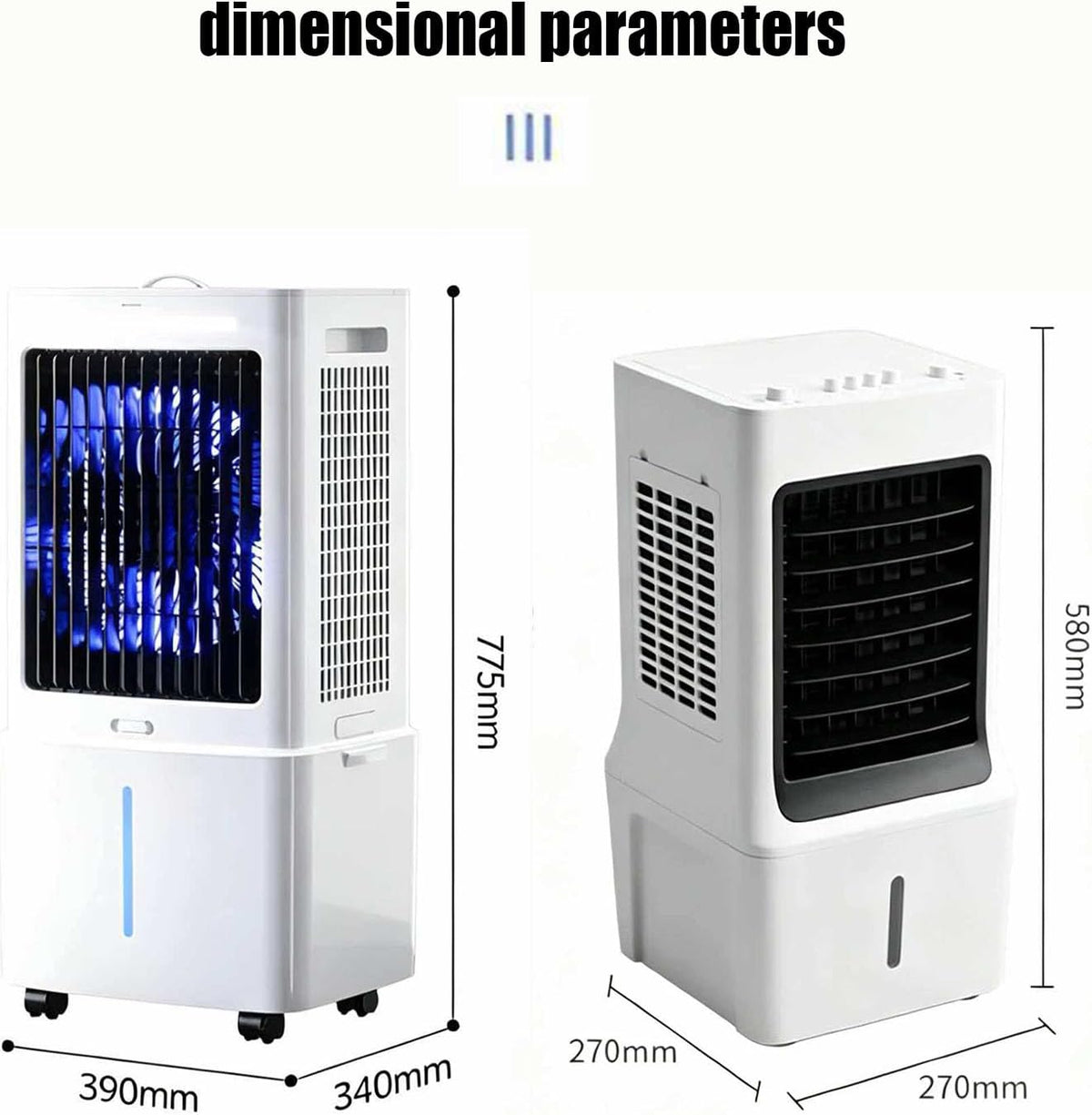 GENERIC Réservoir D'air évaporatif Portable 12L, Refroidisseur D'air Silencieux Avec Fonction Pivotante à 60 °, Humidificateur Et Ventilateur Pour Chambre Et Bureau, économe En énergie