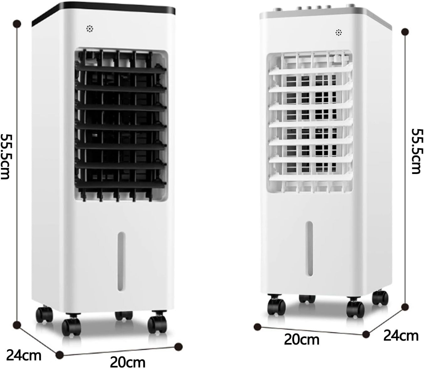 GENERIC Petit Ventilateur De Refroidissement Mobile, Ventilateur De Climatisation Portable, 3 Vitesses, Fonction Oscillante, Pour Flux D'air Frais, Réservoir D'eau à Double Remplissage, Roues à 360 ° Pour