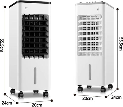 GENERIC Petit Ventilateur De Refroidissement Mobile, Ventilateur De Climatisation Portable, 3 Vitesses, Fonction Oscillante, Pour Flux D'air Frais, Réservoir D'eau à Double Remplissage, Roues à 360 ° Pour