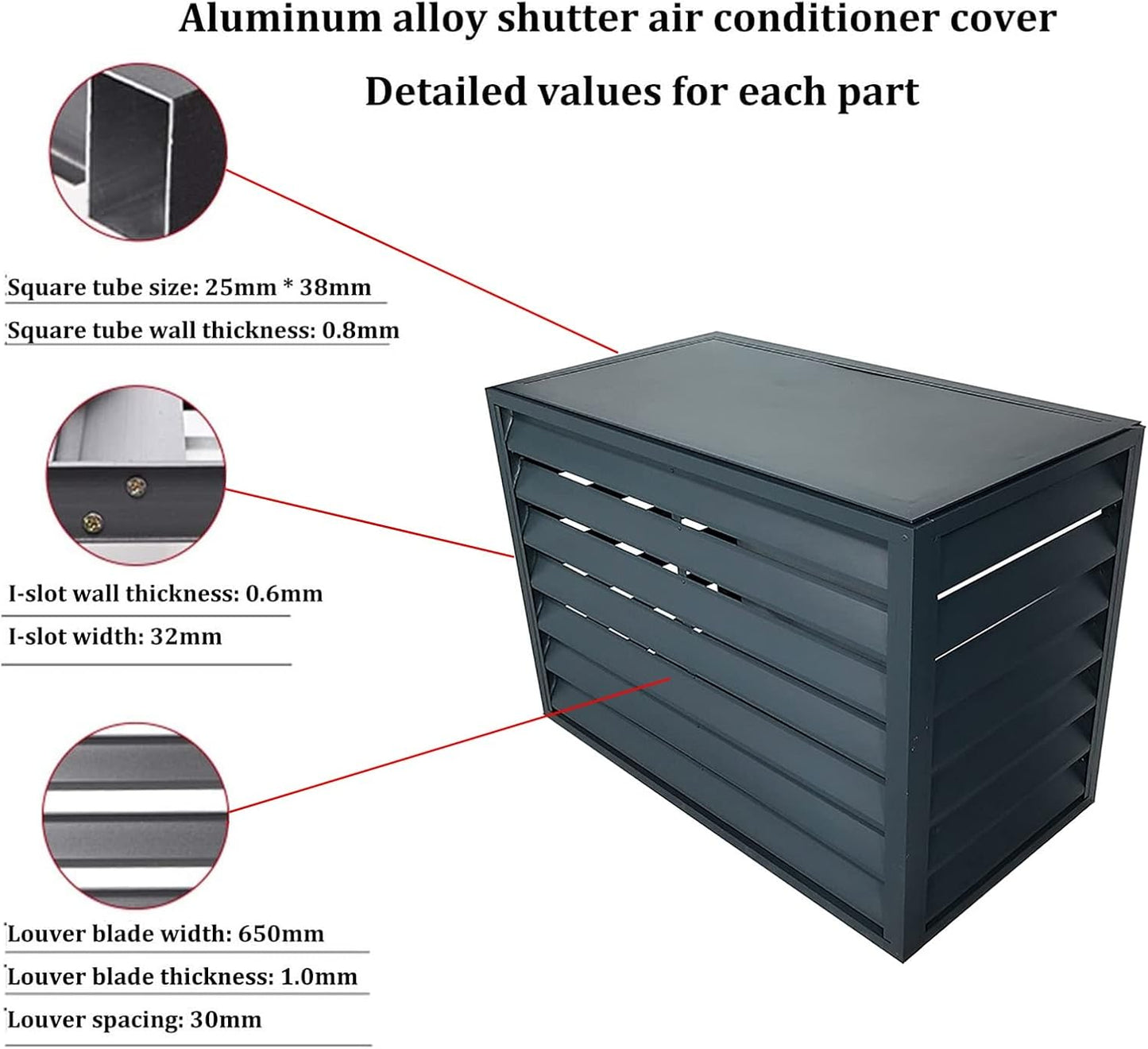  Housse De Protection En Aluminium Pour Climatiseur – Clôture Décorative Pour Pompe à Chaleur Extérieure, Unité De Climatisation Autonome Et Housse Poubelle Idéale Pour Une Utilisation En Intérieur
