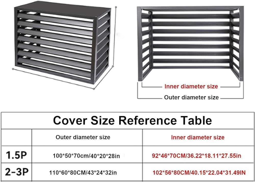 GENERIC Housse De Climatiseur Extérieur 110 X 60 X 80 Cm – Protection Résistante Aux Intempéries – Pare-soleil Et Protection élégants Pour Unités De Climatisation Extérieures, Clôture De Climatisation
