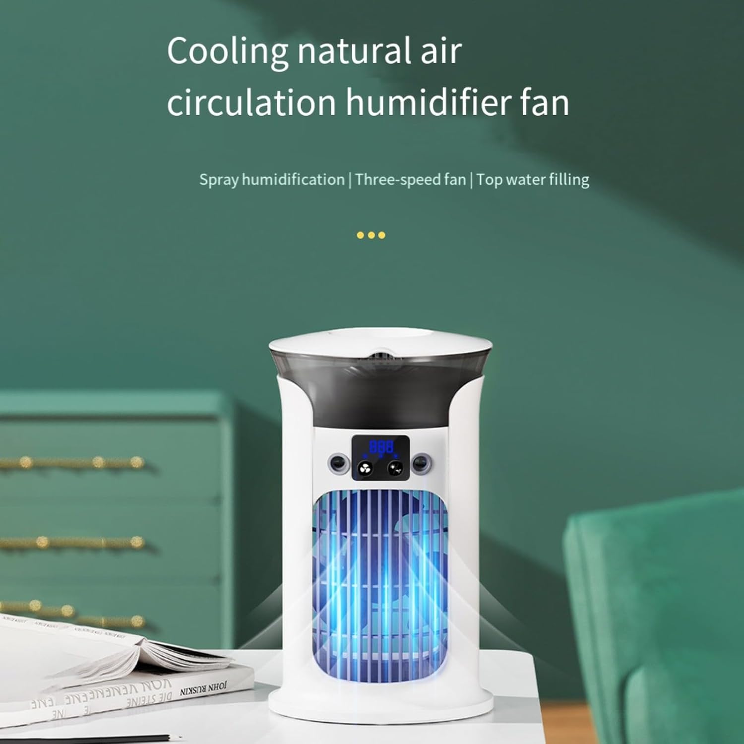  Climatiseur Portable Mobile 3-en-1 Avec Refroidisseur Évaporatif, Brumiseur, Réservoir De 880ml, Silencieux 20dB Pour Chambre Bureau, USB-C (Jaune)
