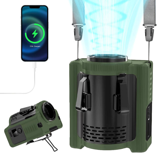  MERTTURM Ventilateur De Ceinture Portable, 10 000 MAh Rechargeable (22 Heures De Refroidissement), Ventilateur Puissant Sans Mains Pour Cou/corps/ceinture/bureau Avec Lumière Et Banque D'alimentation