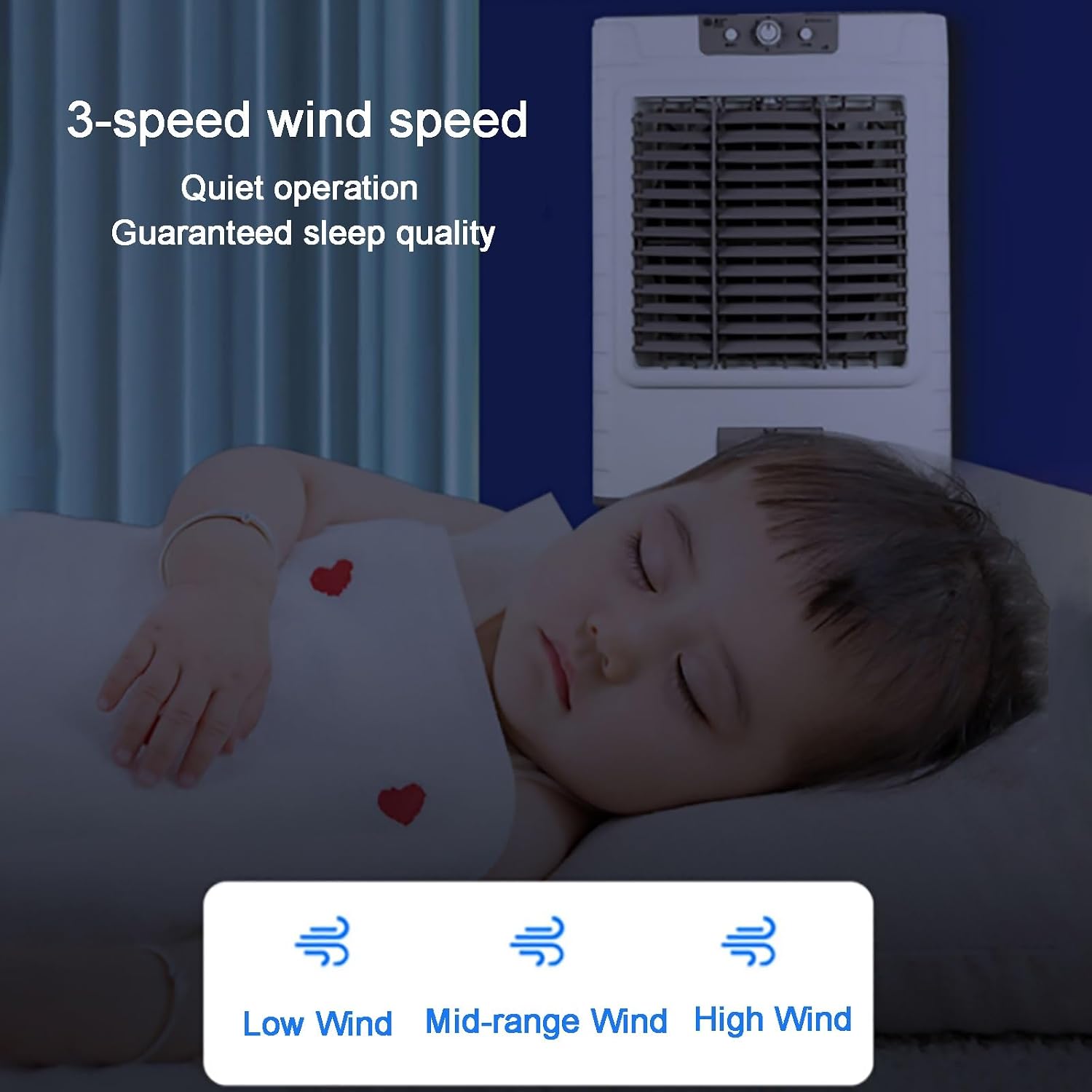 GENERIC Refroidisseur évaporatif Robuste, Ventilateur Mobile à Volume D'air élevé Avec Réservoir 50L, Persienne Réglable Pour Le Refroidissement Et L'humidification De L'entrepôt D'atelier Industriel