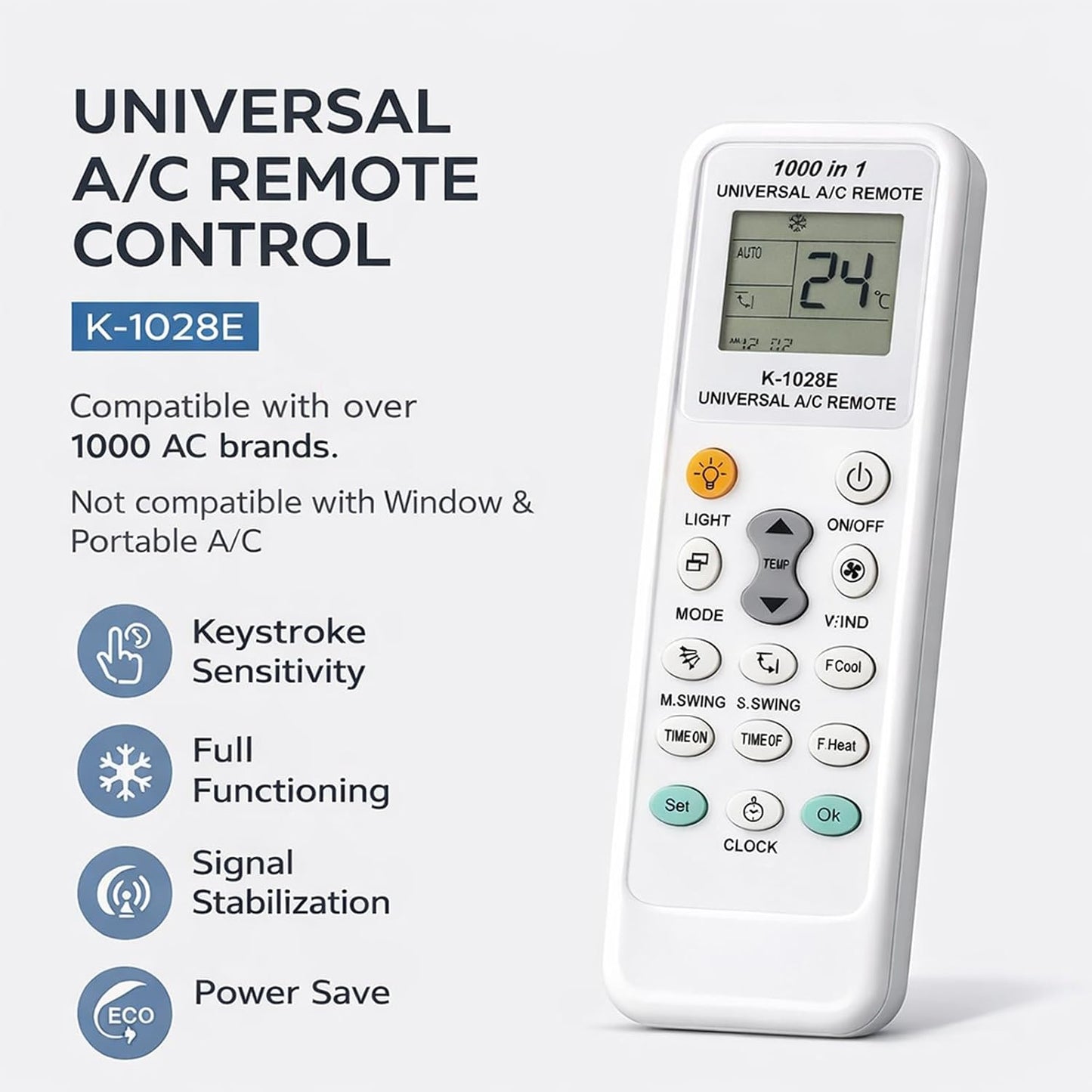  Télécommande Universelle Climatiseur Pour LG Gree Midea Toshiba Haier Daikin Hitachi Sharp Panasonic Samsung Sanyo Hisense Fujitsu Whirlpool Et Plus De 1000 Marques Contrôleur De Climatisation