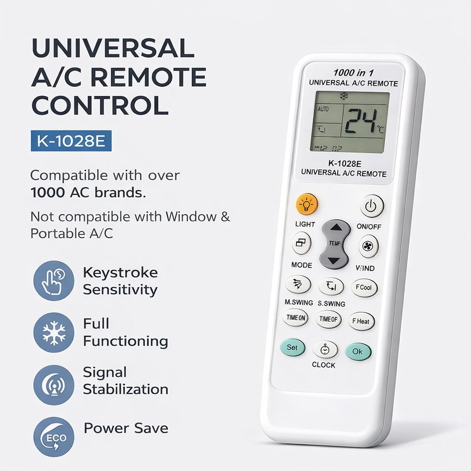  Télécommande Universelle Climatiseur Pour LG Gree Midea Toshiba Haier Daikin Hitachi Sharp Panasonic Samsung Sanyo Hisense Fujitsu Whirlpool Et Plus De 1000 Marques Contrôleur De Climatisation