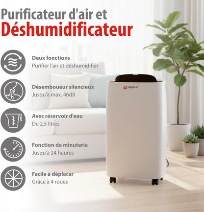  Alpina Déshumidificateur D’Air – Déshumidificateur D Air Anti Moisissure Et Anti Humidité Pour Maison Jusqu’à 20m² – Absorbeur D’Humidité Électrique – Absorbeur D’Odeur – Déshumidificateurs Compact
