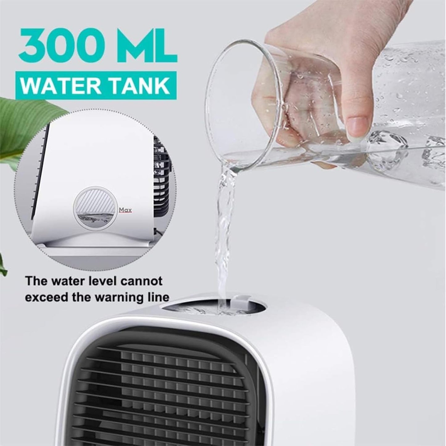 GENERIC Climatiseur Portable Avec 3 Réglages De Vitesse, Réservoir D'eau Et Veilleuse LED, Ventilateur De Refroidissement Par évaporation Personnel Pour La Maison Ou Le Bureau