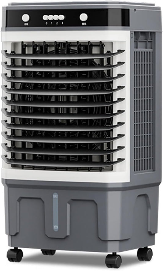  Refroidisseur D'air évaporatif Commercial 3 En 1 Avec Oscillation à 120°, 3 Vitesses De Ventilation, Réservoir D'eau Grande Capacité, Roues Pivotantes, Pour Grandes Pièces, Usine, Extérieur (80 X 43