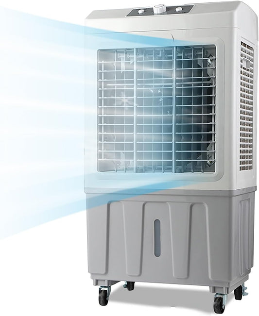  Refroidisseur D'air Par Évaporation, Réservoir D'eau De 70L Et 3 Vitesses De Ventilateur, Oscillation à 120 °, Refroidisseur Par Évaporation Avec Roue, Refroidisseur D'air De Marais Industriel Pour Ex