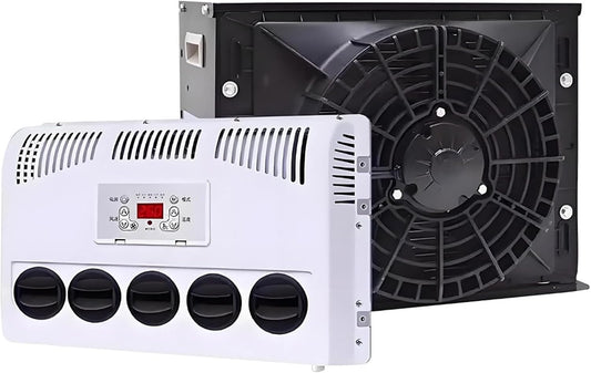 GENERIC Kit De Climatiseur Pour Camping-car, Système De Stationnement Divisé Avec Volume D'air De 450 M³/h, Refroidissement Rapide Et Silencieux Pour Camping-car, Bus, Caravane, Camions Lourds