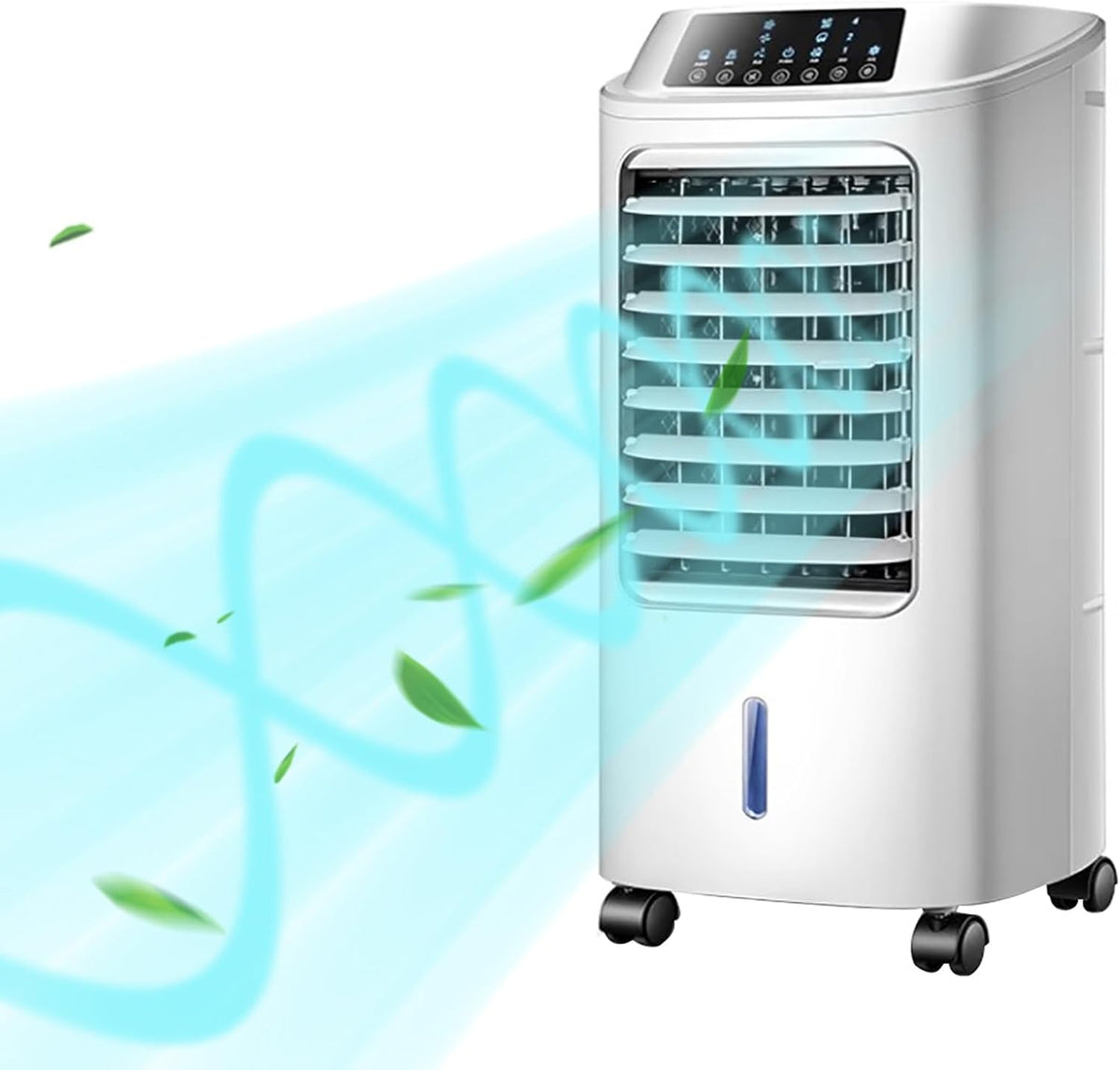 GENERIC Ventilateur De Refroidisseur D'air évaporatif, Refroidisseur De Marais 3 En 1 Avec Oscillation à 120 °, Réglages à 3 Vitesses, Grand Réservoir D'eau, Roues Pour La Mobilité, Idéal Pour Les Grands Espa