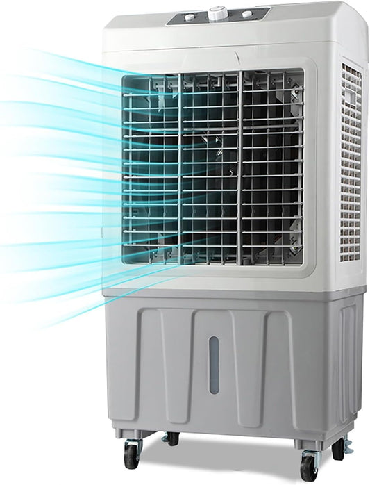 GENERIC Refroidisseur évaporatif Robuste, Ventilateur Mobile à Volume D'air élevé Avec Réservoir 50L, Persienne Réglable Pour Le Refroidissement Et L'humidification De L'entrepôt D'atelier Industriel