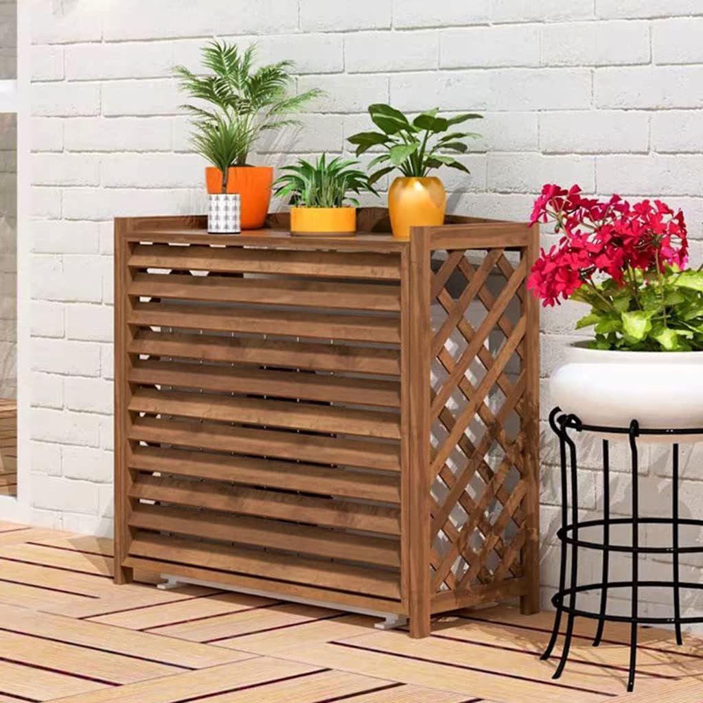 GENERIC Housse Imperméable En Bois Massif Pour Climatiseur Et Clôture - Protection Contre La Poussière Pour L'extérieur Avec Porte-fleurs - Taille M (96 X 40 X 89 Cm) Pour Une Meilleure Efficacité De La