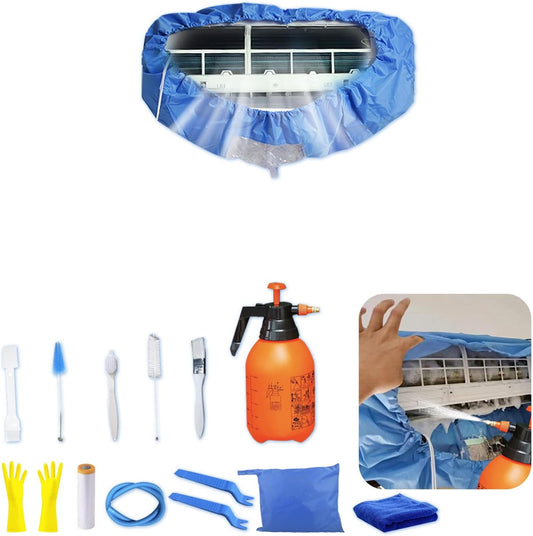  Kit Nettoyage Climatiseur Mural，Kit Nettoyage Climatisation Split，Nettoyage Climatisation Split，Bâche Nettoyage Clim(15 Pièces, Bleu Roi, Taille Moyenne : 68-98 Cm/27,55-39,37 Pouces)