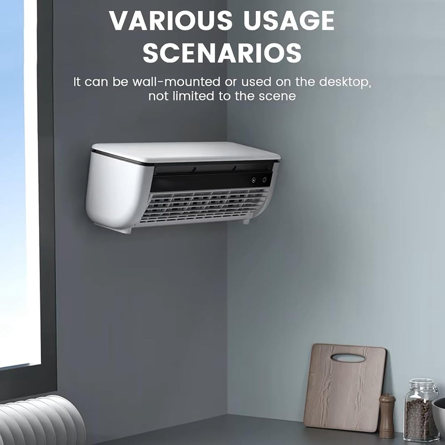  Climatiseur Mural Silencieux – Système De Refroidissement Compact Sans Conduit, 3 Vitesses Réglables, Idéal Pour Les Espaces Réduits Cuisine, Chambre, Home-Office (Color-B)