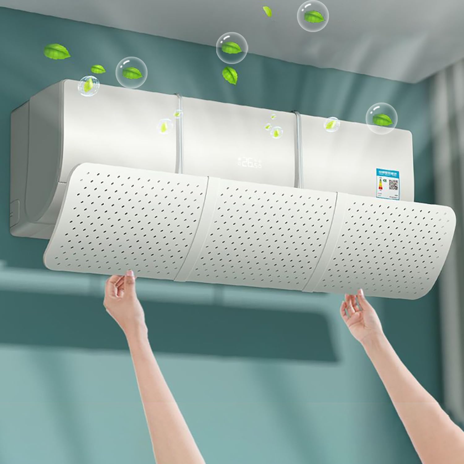  Réglable Déflecteur Climatisation, Universel Deflecteur Climatiseur Coupe-Vent, Soufflage Anti-Direct Pour Maison/Bureau âgés, Néonats, Femmes En Gestation Couvre-vent Défensé (Blanc)