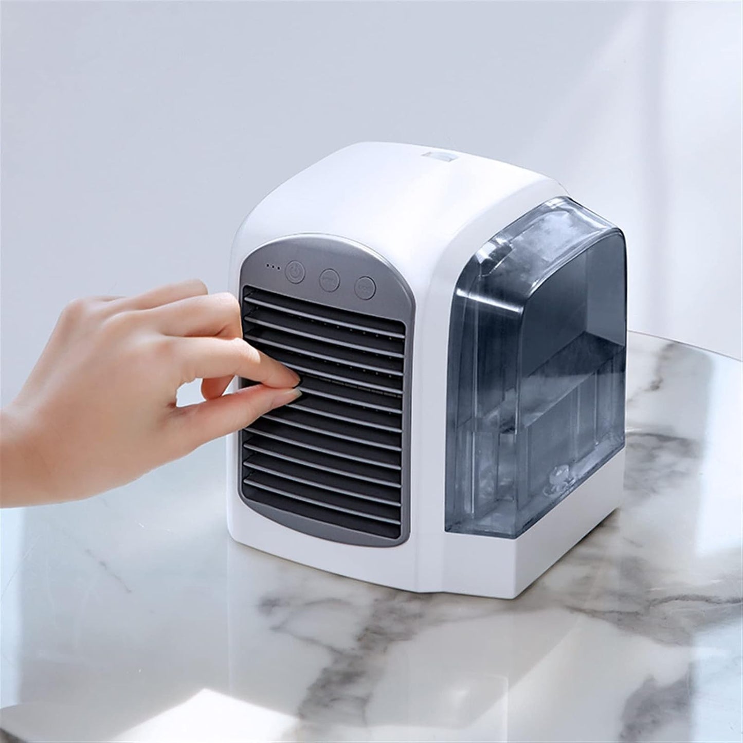  DieffematicKTY Climatiseur Mobile Water Cooling Fan Mini Home Desktop Small Fan Air Conditioner Electromechanical Fan Portable Table Fan (Color : Blue)