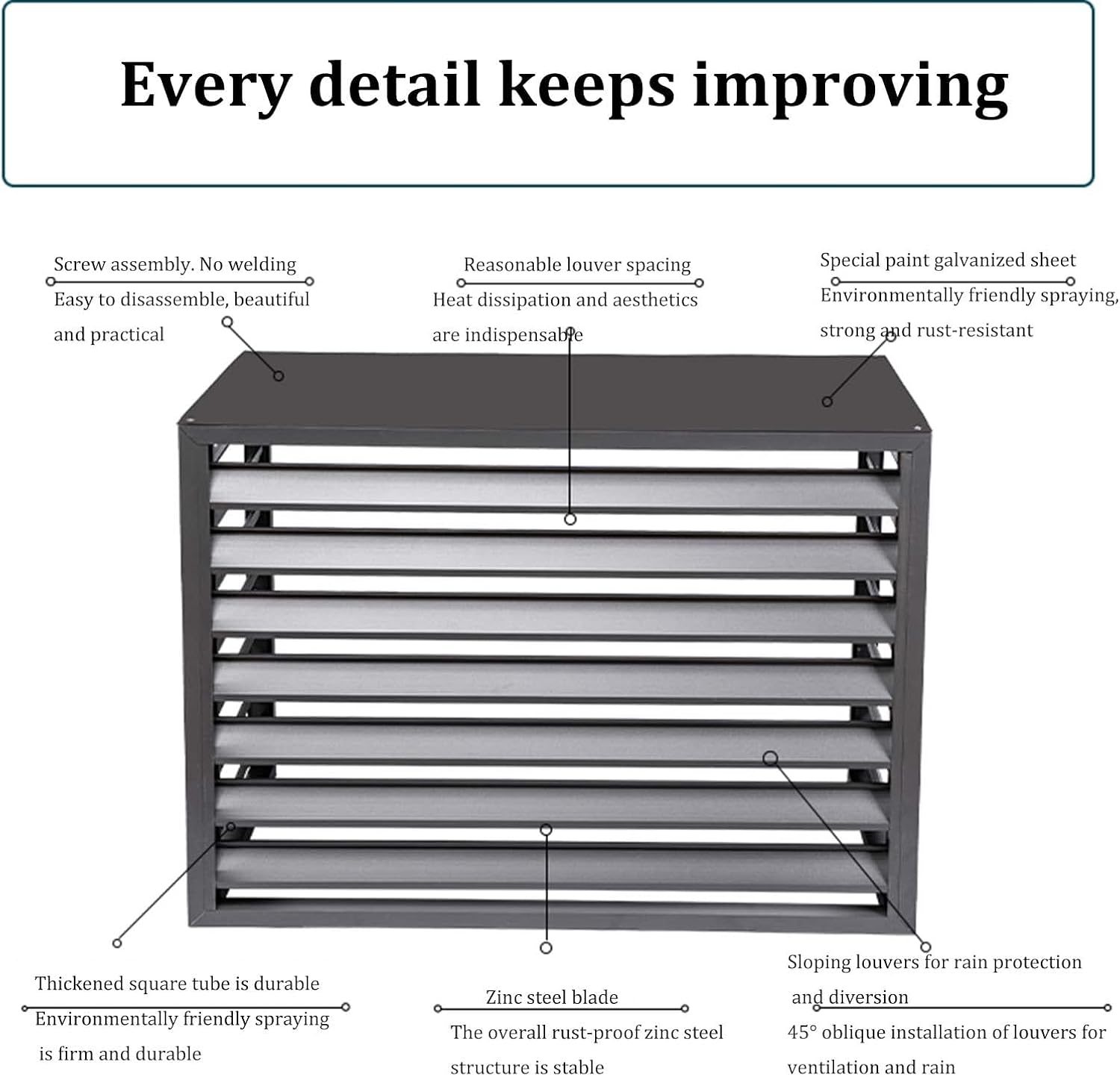  Housse De Climatiseur En Aluminium Toutes Saisons - Décoration Extérieure Pour Climatiseurs Et Poubelles - Protection Autonome Pour équipements Extérieurs