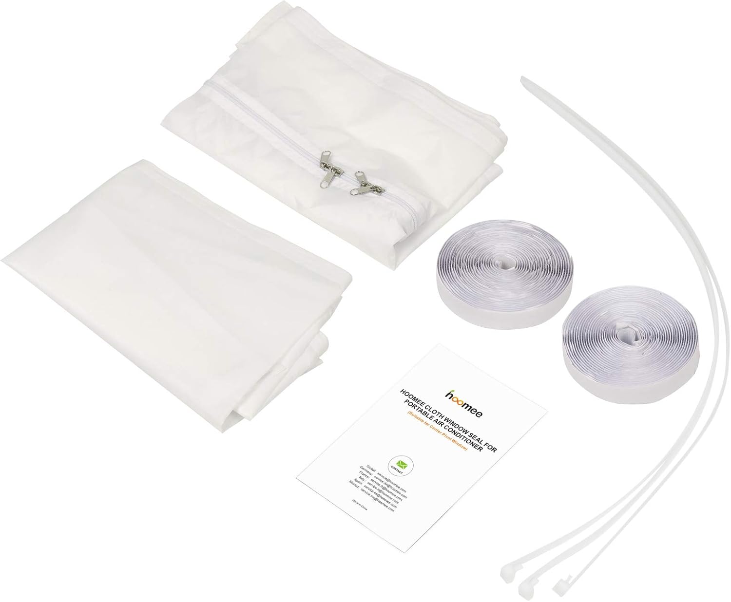  HOOMEE Tissu D’Isolation Pour Fenêtre à Pivot Central Avec Un Périmètre Allant Jusqu’à 300cm- Pour Climatiseur Mobile Et Sèche-Linge – Adapté à Toutes Les Unités Mobiles De Climatisation(2x150CM)