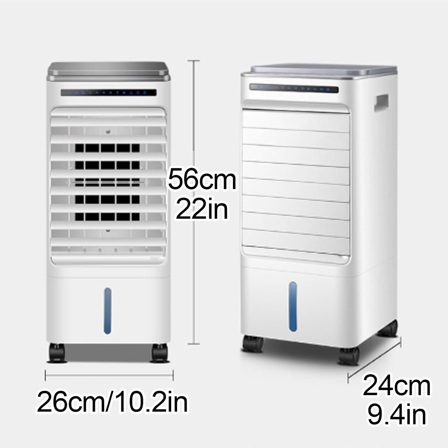  Climatiseur Mobile Silencieux Rafraîchisseur D'Air Mobile Double Réservoir, Télécommande, Écran Tactile, Minuterie 0-7h