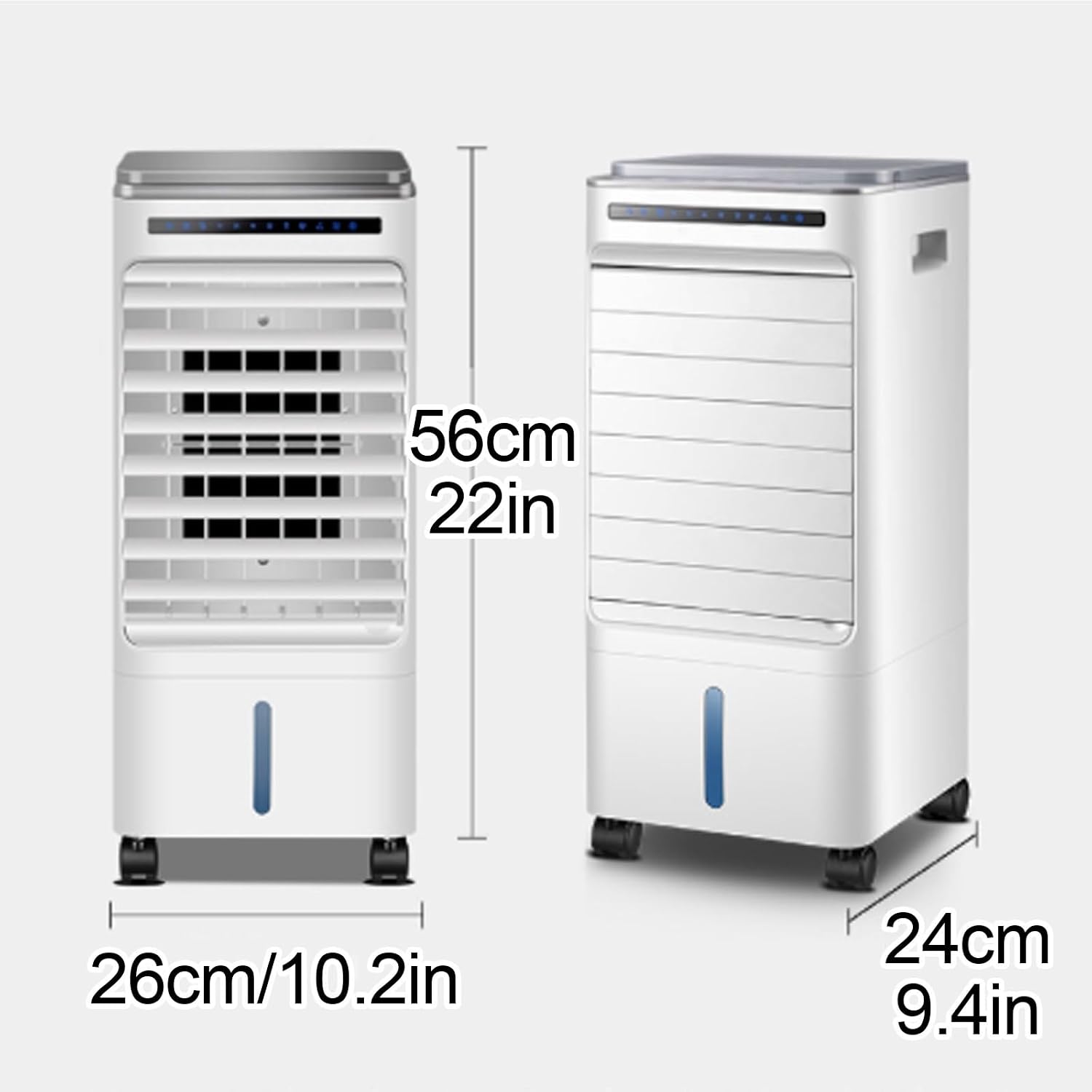  Climatiseur Mobile Silencieux Rafraîchisseur D'Air Mobile Double Réservoir, Télécommande, Écran Tactile, Minuterie 0-7h