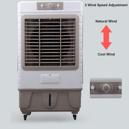  Refroidisseur D'air 6 000 M³/H, Climatiseur Mobile, Clim Portative, Réservoir D'eau De 50 L, 3 Vitesses, 2 Blocs Réfrigérants, Oscillation à 90° Pour Terrasse, Jardin, Commercial, 101cm