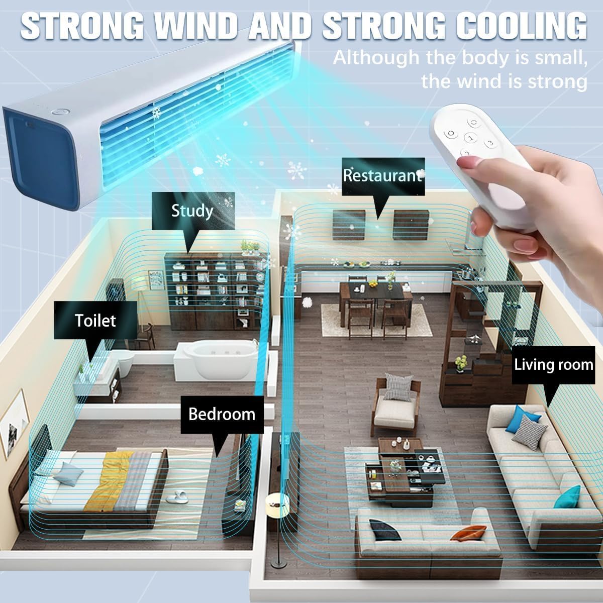 GENERIC Qinux Breezamax, Petit Refroidisseur De Climatiseur, Ventilateur De Refroidissement D'air Portable Rechargeable Avec Télécommande, 3 Vitesses Et Oscillation à 60 °, Pour Bureau De Chambre à Cou White