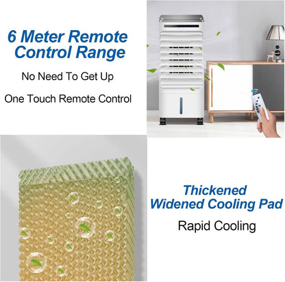  Climatiseur Mobile Silencieux Rafraîchisseur D'Air Mobile Double Réservoir, Télécommande, Écran Tactile, Minuterie 0-7h