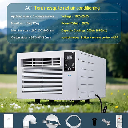  Mini Climatiseur 280W Unité De Climatisation Portable Pour Chambre à Coucher Jusqu'à 5 M2, Refroidisseur Personnel Silencieux Avec Fonction De Déshumidificateur, Pas D'installation Nécessaire, Machine