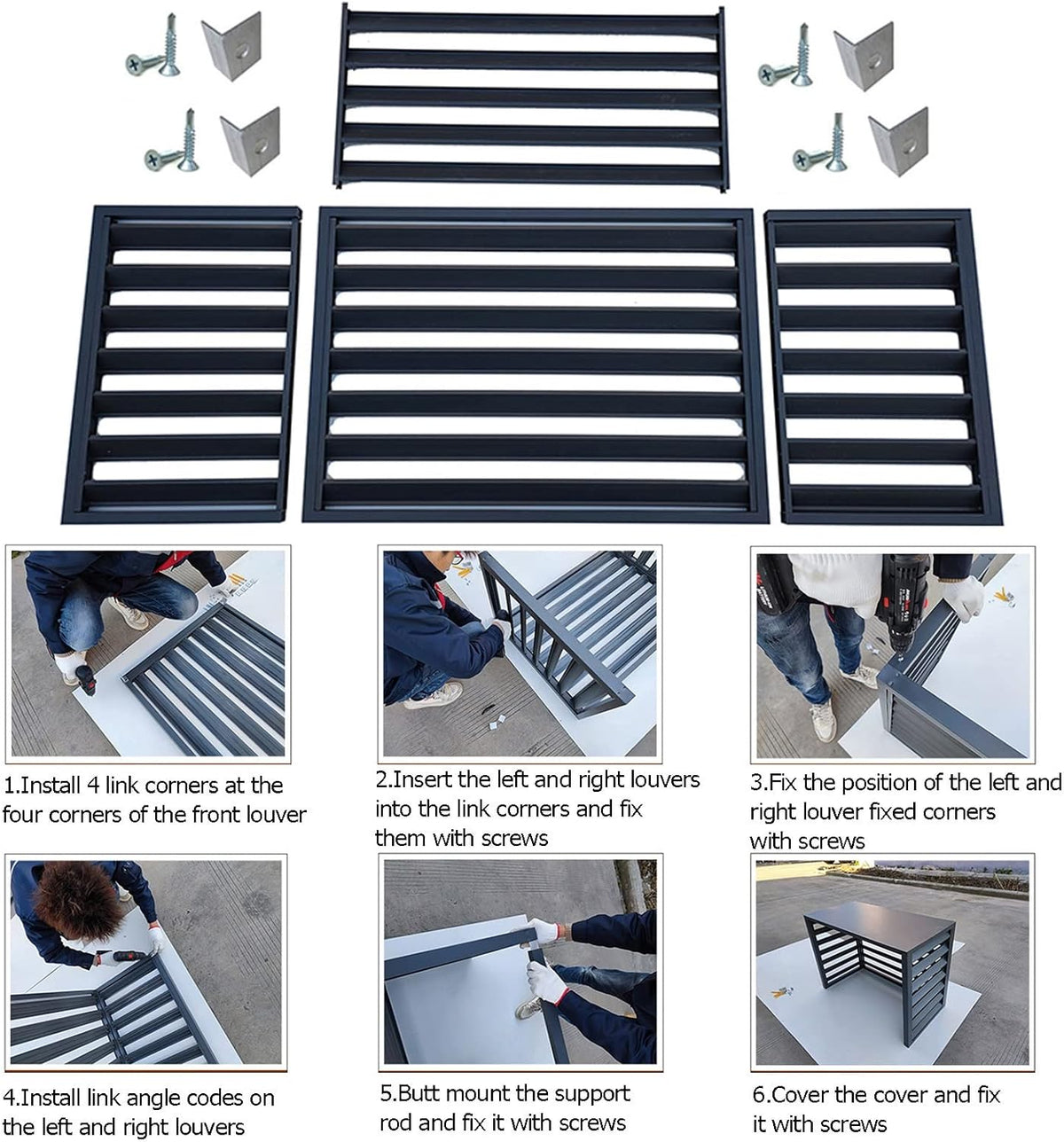  Cache Climatiseur Exterieur Aluminium,Clôture De Confidentialité Pour Écran De Climatiseur Extérieur,Protection De Unité Extérieur Pour Pompe À Chaleur,Cache Pour Climatiseur,Blanc ( Size : 110X60X80C