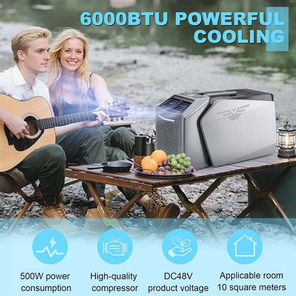  Climatiseur De Camping Sous Tente | Climatiseur Portable Avec Télécommande Multifonction, Compatible Avec Alimentation 48 V Ca/Cc, Adapté Au Camping En Tente, Au Camping-Car Ou À La Maison.