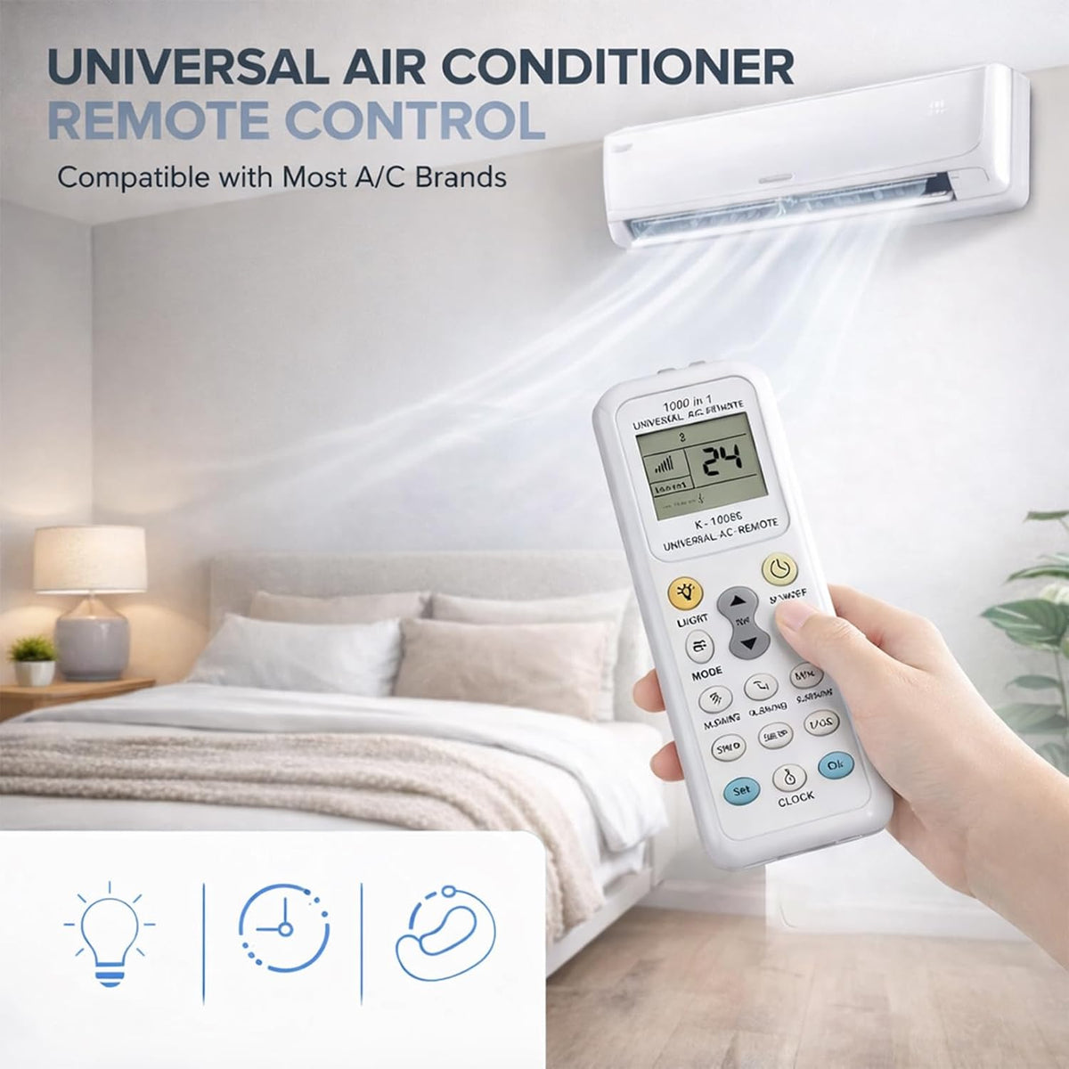  Télécommande Universelle Climatiseur Pour LG Gree Midea Toshiba Haier Daikin Hitachi Sharp Panasonic Samsung Sanyo Hisense Fujitsu Whirlpool Et Plus De 1000 Marques Contrôleur De Climatisation