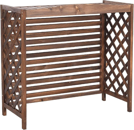 GENERIC Housse De Climatiseur En Bois Massif Avec Stores, étagère De Balcon, Facile D'entretien, Support De Fleurs Décoratif Pour Terrasses, Jardins Et Espaces Extérieurs